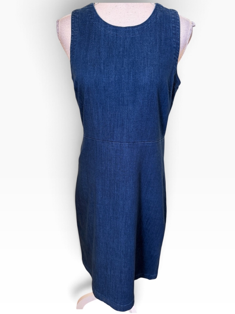 J. Crew Classic Navy Blue Stretch Denim Sleeveless Sheath Dress 8